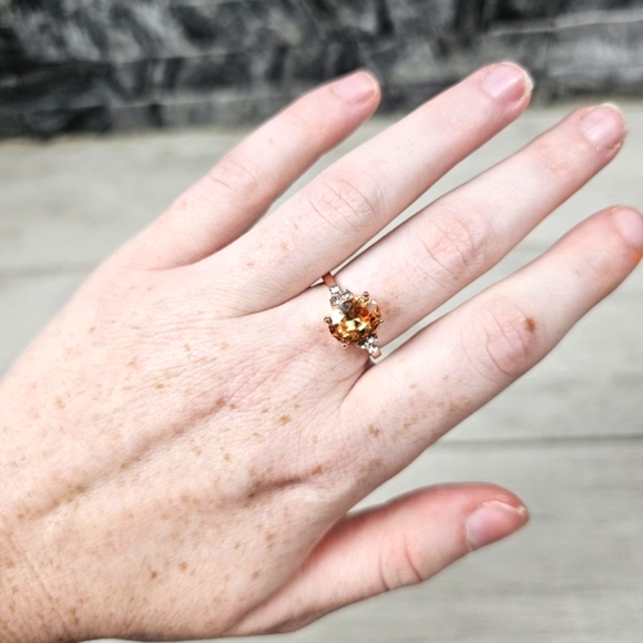 Cognac Zircon Rose Gold Cluster Ring - Picture 9 of 9